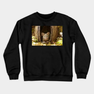 George the mouse in a log pile house Crewneck Sweatshirt